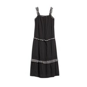 Old Navy Embroidered Sundress Tiered Midi Dress Black M